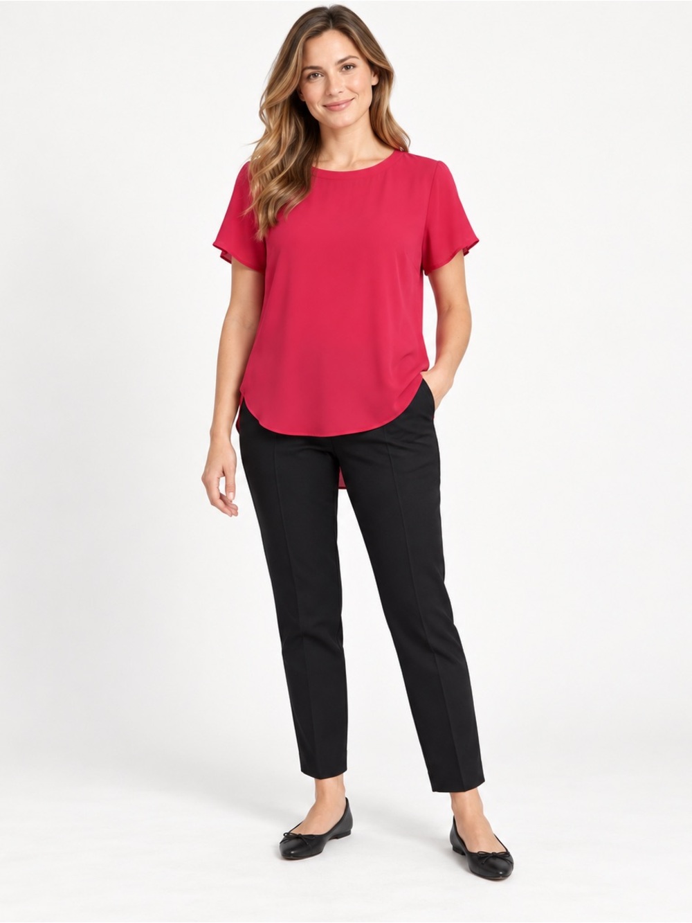 LOFT Hot Pink Short Sleeve Blouse